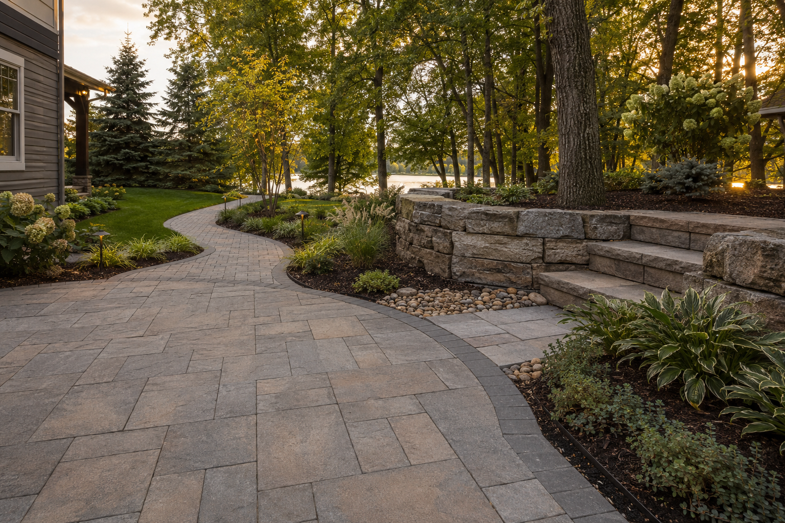 Lakeside hardscape retreat